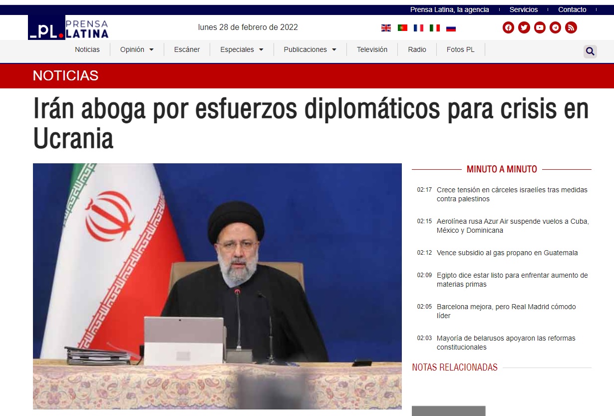 بازتاب پیشنهاد ایران برای میانجیگری در بحران اوکراین در رسانه های امریکای لاتین